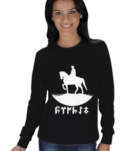 GÖKTÜRKÇE ATATÜRK YAZILI VE ATATÜRK BASKILI KADIN SWEATSHIRT - Tisho