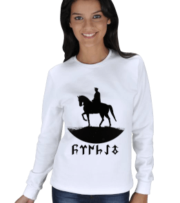 GÖKTÜRKÇE ATATÜRK YAZILI VE ATATÜRK BASKILI KADIN SWEATSHIRT - Tisho