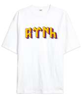 Göktürkçe renkli Türk Beyaz Oversize Unisex Tişört - Tisho