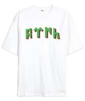 Göktürkçe Türk Beyaz Oversize Unisex Tişört - Tisho