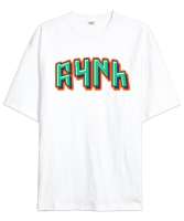 Göktürkçe Türk Beyaz Oversize Unisex Tişört - Tisho