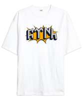 Göktürkçe Türk Beyaz Oversize Unisex Tişört - Tisho