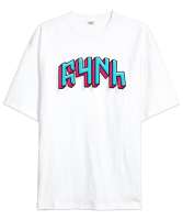 Göktürkçe Türk Beyaz Oversize Unisex Tişört - Tisho