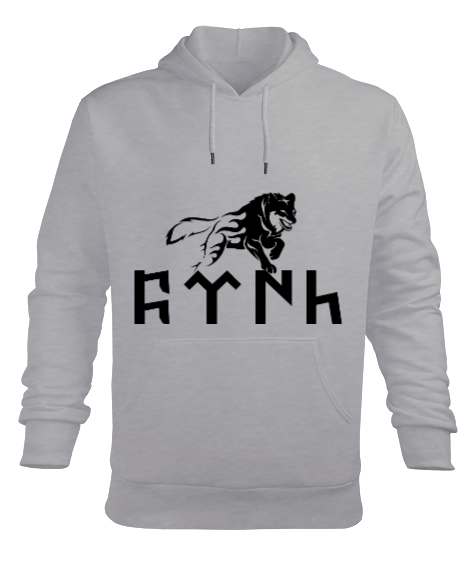 Göktürkçe Türk Yazılı Erkek Kapüşonlu Hoodie Sweatshirt - Tisho