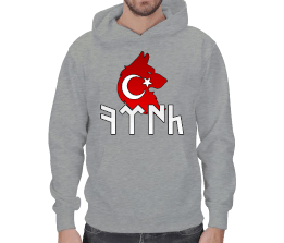 Göktürkçe TÜRK Yazılı Sweat Shirt Erkek Kapşonlu - Tisho