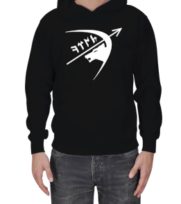 GÖKTÜRKÇE TÜRK YAZILI VE GÖKKURT BASKILI Erkek Kapşonlu - Tisho