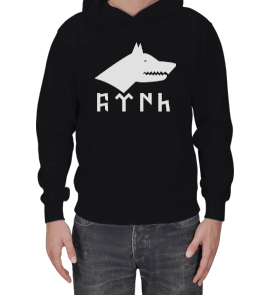 GÖKTÜRKÇE TÜRK YAZILI VE GÖKKURT BASKILI Erkek Kapşonlu - Tisho