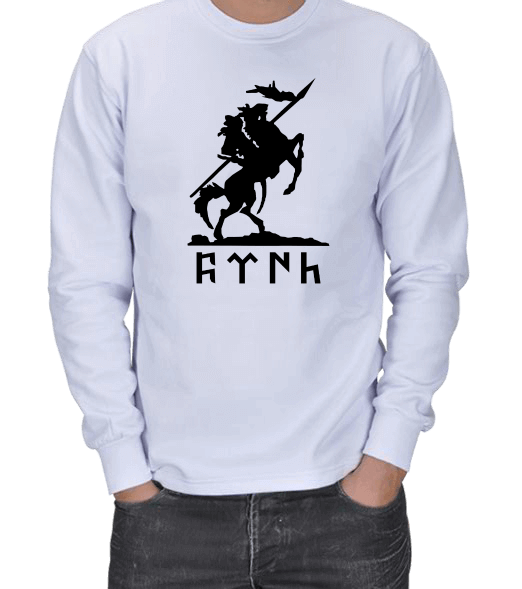 Tisho - GÖKTÜRKÇE TÜRK YAZILI VE KÜRŞAD BASKILI ERKEK SWEATSHIRT