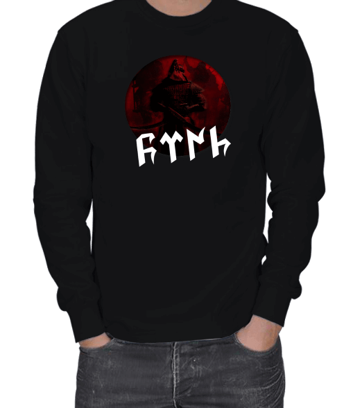 Tisho - GÖKTÜRKÇE TÜRK YAZILI VE KÜRŞAD BASKILI ERKEK SWEATSHIRT