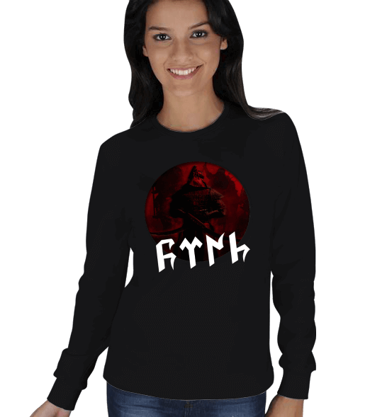 Tisho - GÖKTÜRKÇE TÜRK YAZILI VE KÜRŞAD BASKILI KADIN SWEATSHIRT