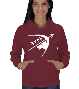 GÖKTÜRKÇE TÜRK YAZILI VE KURT BASKILI Kadın Kapşonlu - Tisho