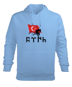 Göktürkçe Türk Yazılı Ve Türk Bayraklı Erkek Kapüşonlu Hoodie Sweatshirt - Tisho