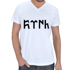 Göktürkçe Türk Yazısı Erkek Basic V Yaka - Tisho