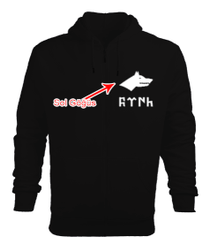 Göktürk,Göktürk logosu,Türkiye. Erkek Kapşonlu Fermuarlı - Tisho