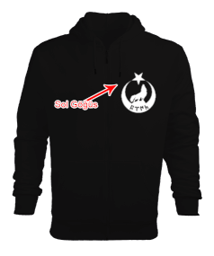 Göktürk,Göktürk logosu,Türkiye. Erkek Kapşonlu Fermuarlı - Tisho