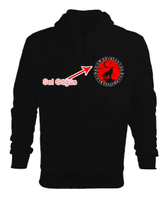 Göktürk,Göktürk logosu,Türkiye. Erkek Kapşonlu Fermuarlı - Tisho