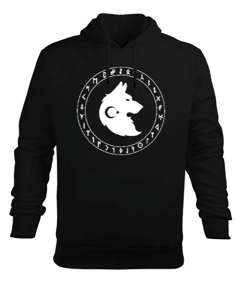 Tisho - Göktürk,Göktürk logosu,Türkiye. Erkek Kapüşonlu Hoodie Sweatshirt