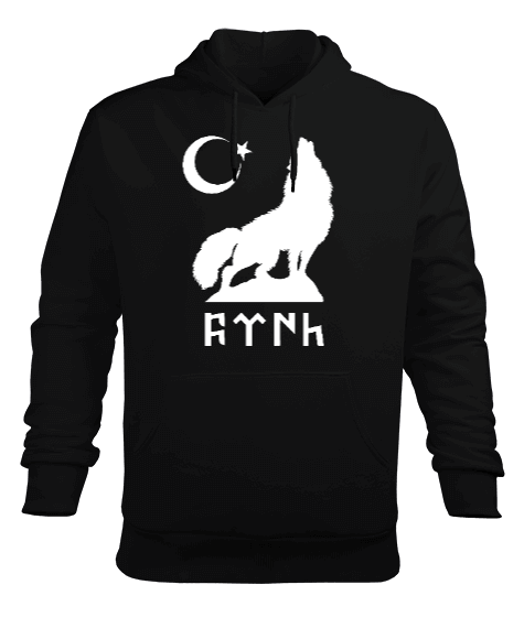 Tisho - Göktürk,Göktürk logosu,Türkiye. Erkek Kapüşonlu Hoodie Sweatshirt