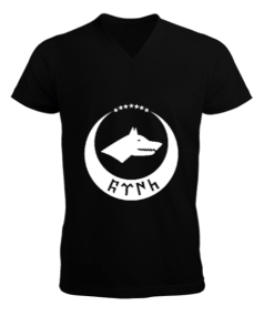 Göktürk,Göktürk logosu,Türkiye. Erkek Kısa Kol V Yaka Tişört - Tisho