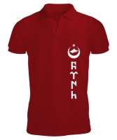 Göktürk,Göktürk logosu,Türkiye. Kırmızı Erkek Kısa Kol Polo Yaka - Tisho