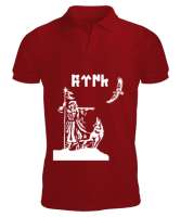 Göktürk,Göktürk logosu,Türkiye. Kırmızı Erkek Kısa Kol Polo Yaka - Tisho