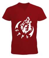 Göktürk,Göktürk logosu,Türkiye. Kırmızı Erkek Kısa Kol V Yaka Tişört - Tisho