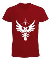 Göktürk,Göktürk logosu,Türkiye. Kırmızı Erkek Kısa Kol V Yaka Tişört - Tisho