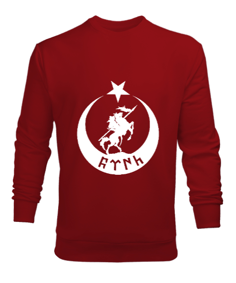 Tisho - Göktürk,Göktürk logosu,Türkiye. Kırmızı Erkek Sweatshirt