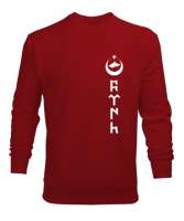 Göktürk,Göktürk logosu,Türkiye. Kırmızı Erkek Sweatshirt - Tisho