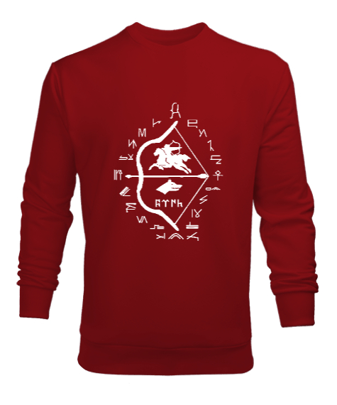 Tisho - Göktürk,Göktürk logosu,Türkiye. Kırmızı Erkek Sweatshirt