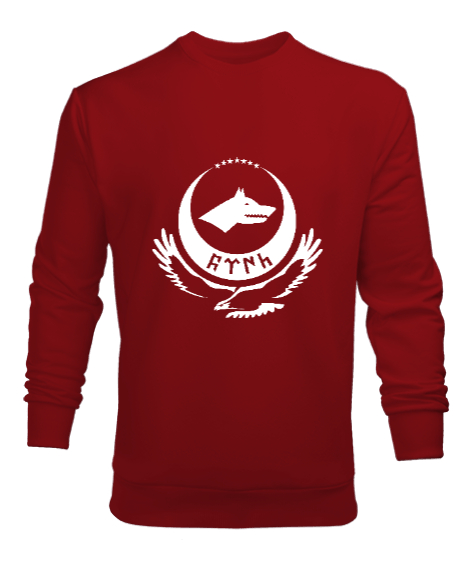 Tisho - Göktürk,Göktürk logosu,Türkiye. Kırmızı Erkek Sweatshirt