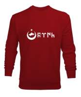Göktürk,Göktürk logosu,Türkiye. Kırmızı Erkek Sweatshirt - Tisho