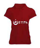 Göktürk,Göktürk logosu,Türkiye. Kırmızı Kadın Polo Yaka Tişört - Tisho