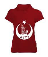 Göktürk,Göktürk logosu,Türkiye. Kırmızı Kadın Polo Yaka Tişört - Tisho