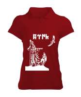 Göktürk,Göktürk logosu,Türkiye. Kırmızı Kadın Polo Yaka Tişört - Tisho