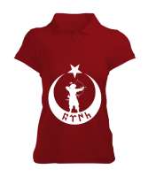 Göktürk,Göktürk logosu,Türkiye. Kırmızı Kadın Polo Yaka Tişört - Tisho