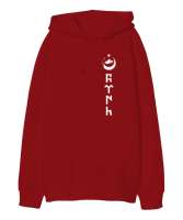 Göktürk,Göktürk logosu,Türkiye. Kırmızı Oversize Unisex Kapüşonlu Sweatshirt - Tisho