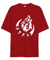 Göktürk,Göktürk logosu,Türkiye. Kırmızı Oversize Unisex Tişört - Tisho