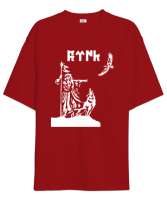 Göktürk,Göktürk logosu,Türkiye. Kırmızı Oversize Unisex Tişört - Tisho