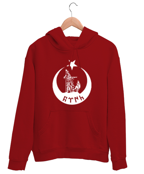 Tisho - Göktürk,Göktürk logosu,Türkiye. Kırmızı Unisex Kapşonlu Sweatshirt