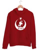 Göktürk,Göktürk logosu,Türkiye. Kırmızı Unisex Kapşonlu Sweatshirt - Tisho