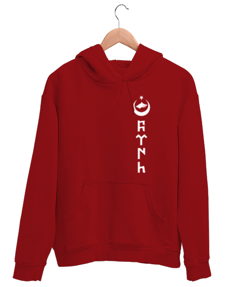 Tisho - Göktürk,Göktürk logosu,Türkiye. Kırmızı Unisex Kapşonlu Sweatshirt