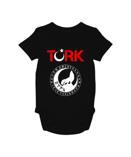 Tisho - Göktürk,Göktürk logosu,Türkiye. Siyah Bebek Zıbını