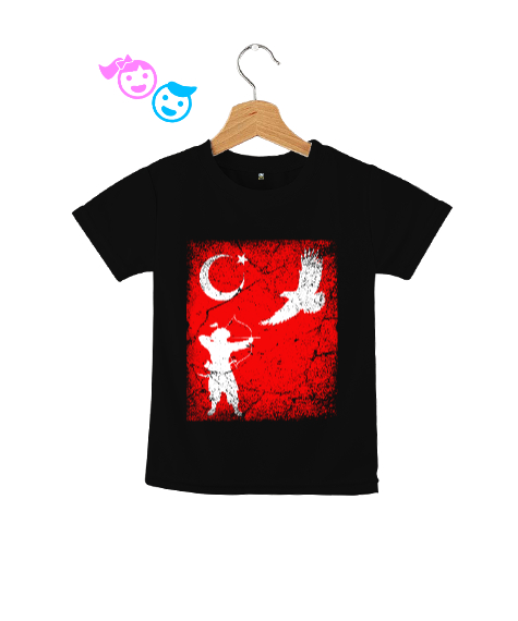 Tisho - Göktürk,Göktürk logosu,Türkiye. Siyah Çocuk Unisex