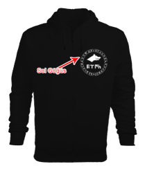 Göktürk,Göktürk logosu,Türkiye. Siyah Erkek Kapşonlu Fermuarlı - Tisho