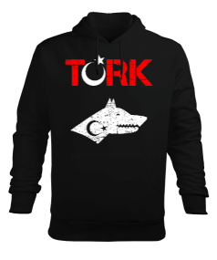 Göktürk,Göktürk logosu,Türkiye. Siyah Erkek Kapüşonlu Hoodie Sweatshirt - Tisho