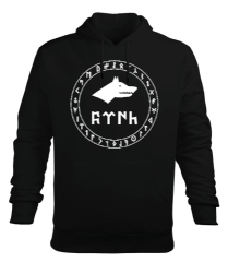 Göktürk,Göktürk logosu,Türkiye. Siyah Erkek Kapüşonlu Hoodie Sweatshirt - Tisho