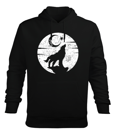 Tisho - Göktürk,Göktürk logosu,Türkiye. Siyah Erkek Kapüşonlu Hoodie Sweatshirt