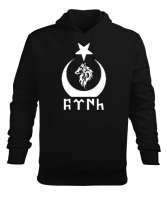 Göktürk,Göktürk logosu,Türkiye. Siyah Erkek Kapüşonlu Hoodie Sweatshirt - Tisho