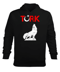 Göktürk,Göktürk logosu,Türkiye. Siyah Erkek Kapüşonlu Hoodie Sweatshirt - Tisho